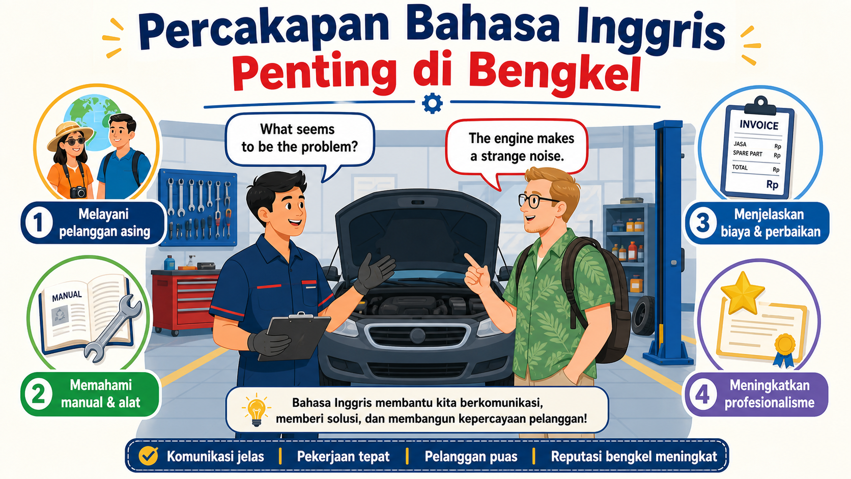Mengapa Percakapan Bahasa Inggris Penting di Bengkel? - otomotif