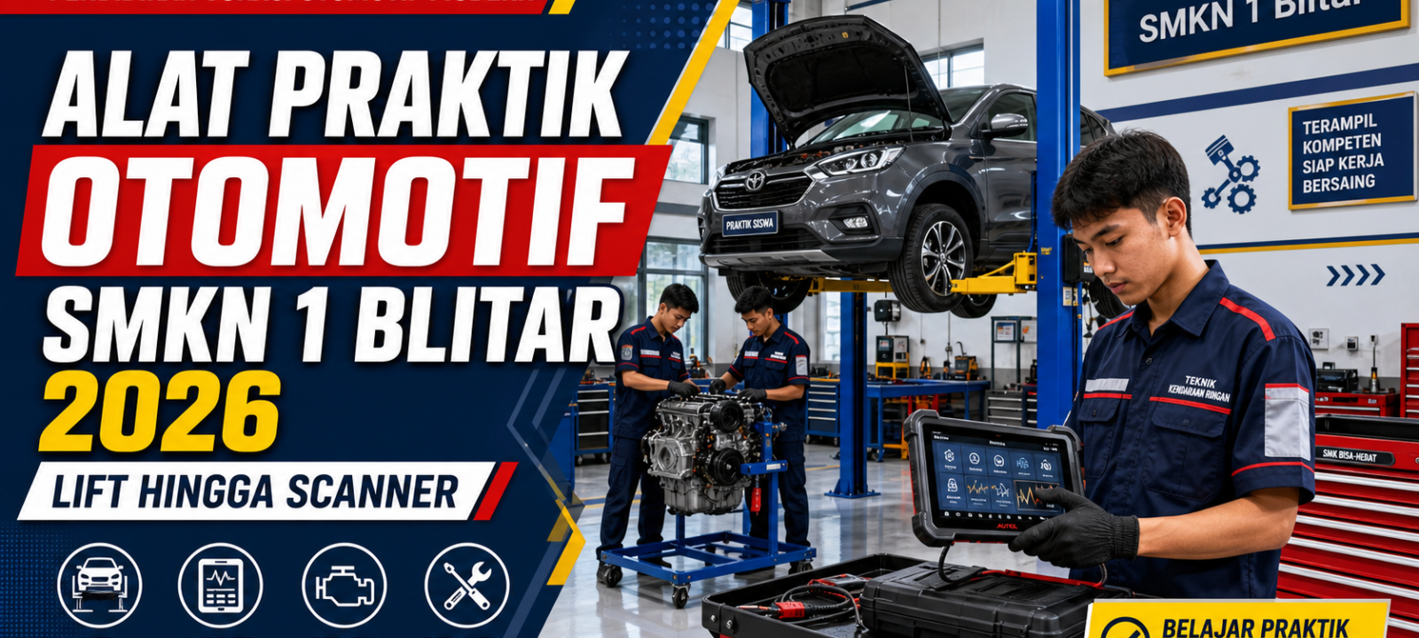 otomotif - Alat Praktik Otomotif SMKN 1 Blitar 2026: Lift hingga Scanner