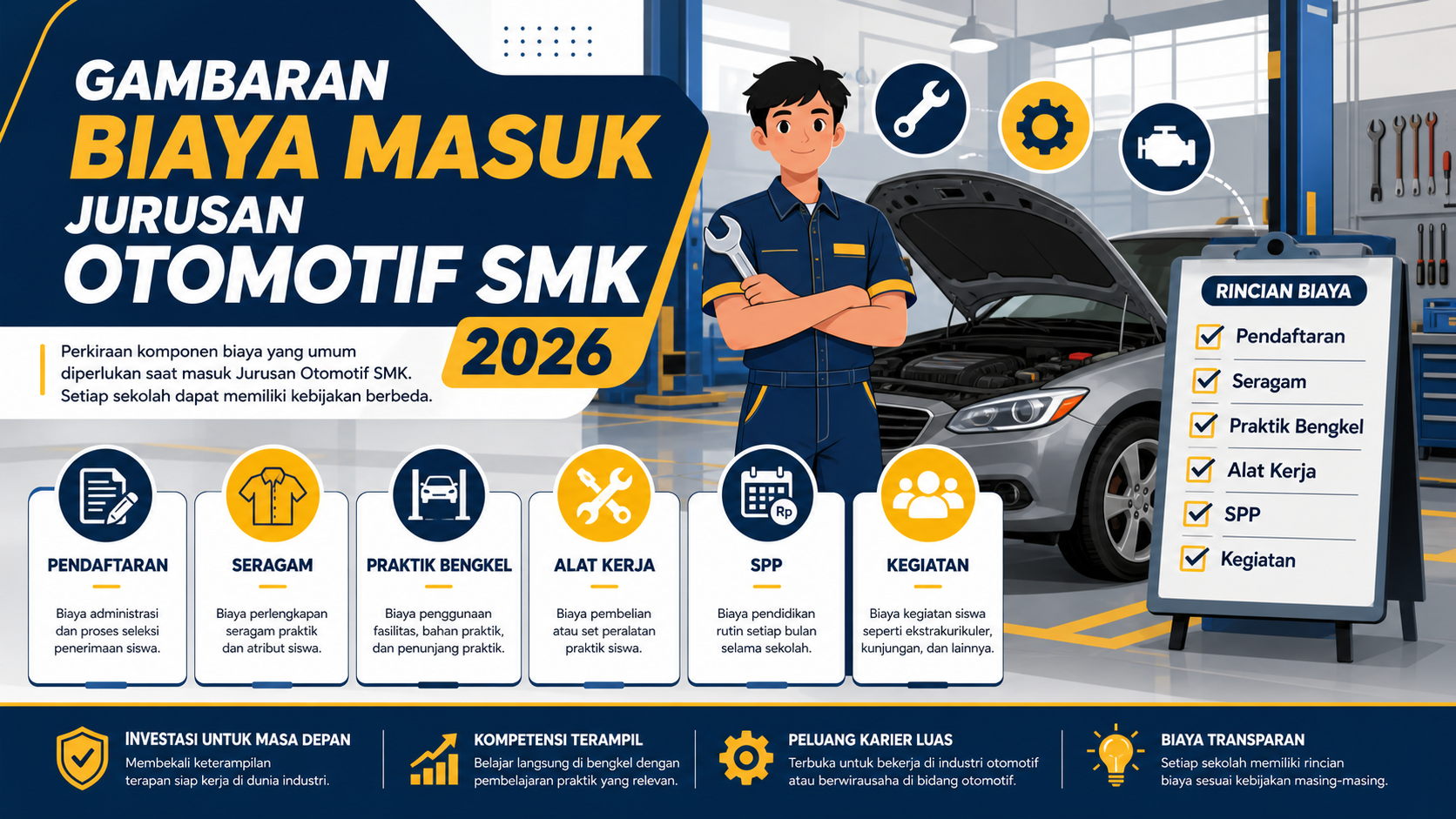 Gambaran Biaya Masuk Jurusan Otomotif SMK 2026 - otomotif