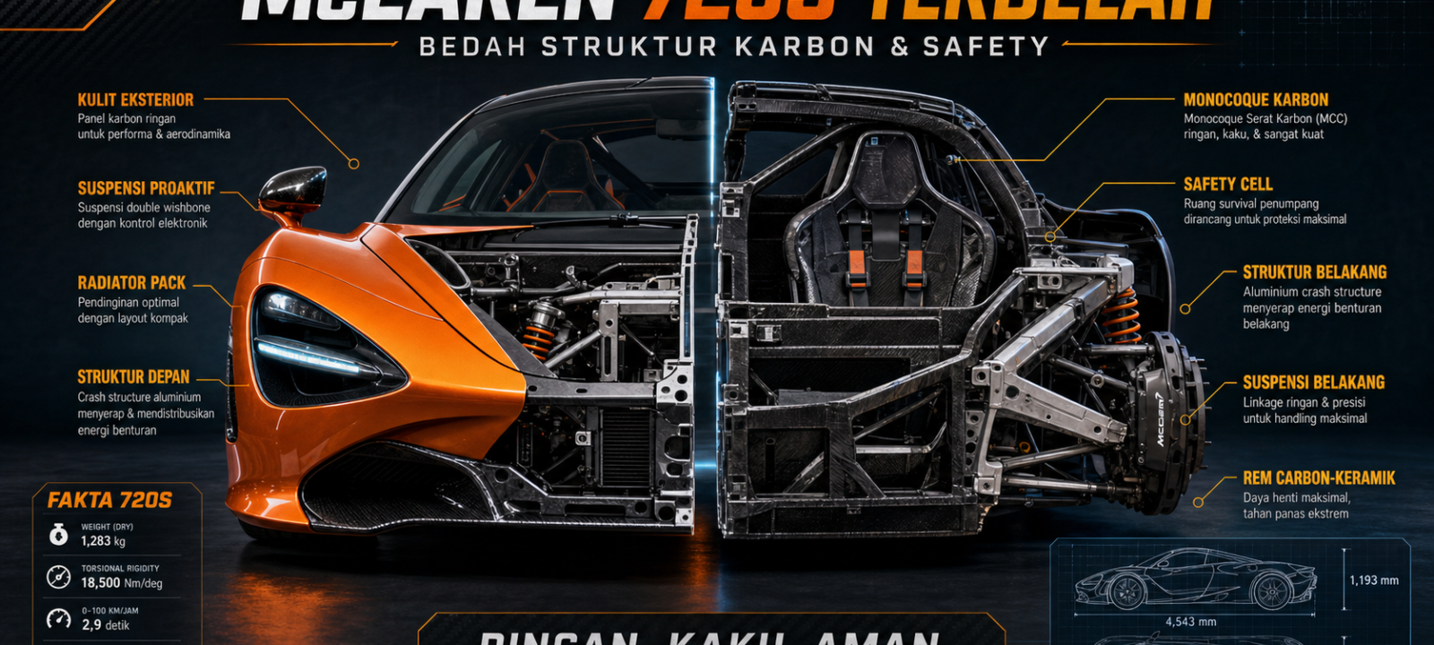 mclaren - McLaren 720S Terbelah: Bedah Struktur Karbon dan Safety