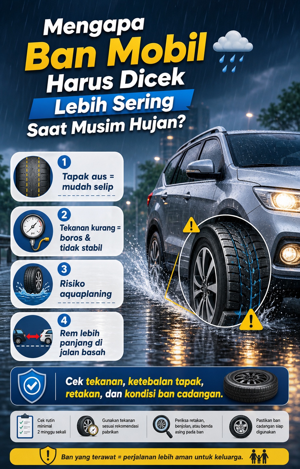 Mengapa Ban Mobil Harus Dicek Lebih Sering Saat Musim Hujan? - otomotifzone