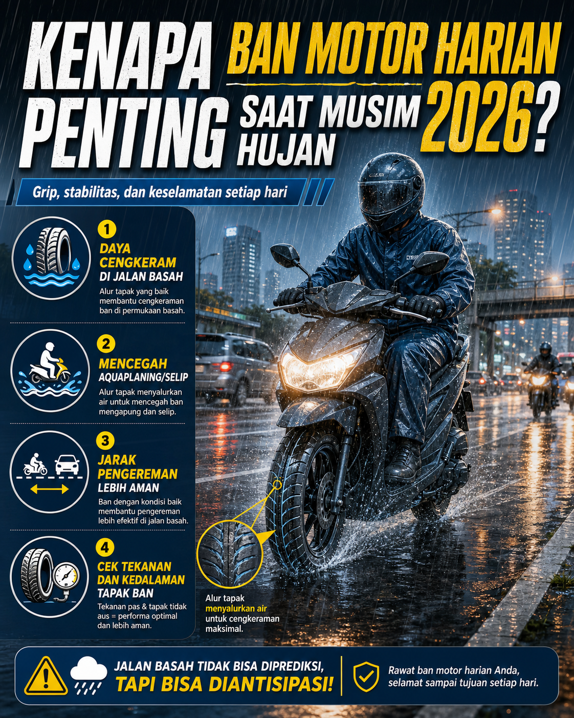 Kenapa Ban Motor Harian Penting Saat Musim Hujan 2026? - ban