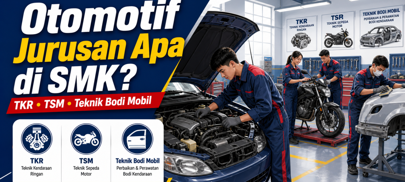 otomotif - Otomotif Jurusan Apa di SMK? TKR, TSM, Teknik Bodi Mobil