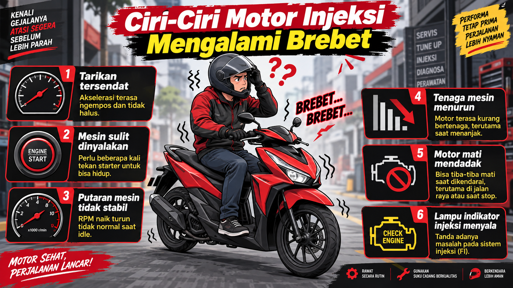 Ciri-Ciri Motor Injeksi Mengalami Brebet - motor