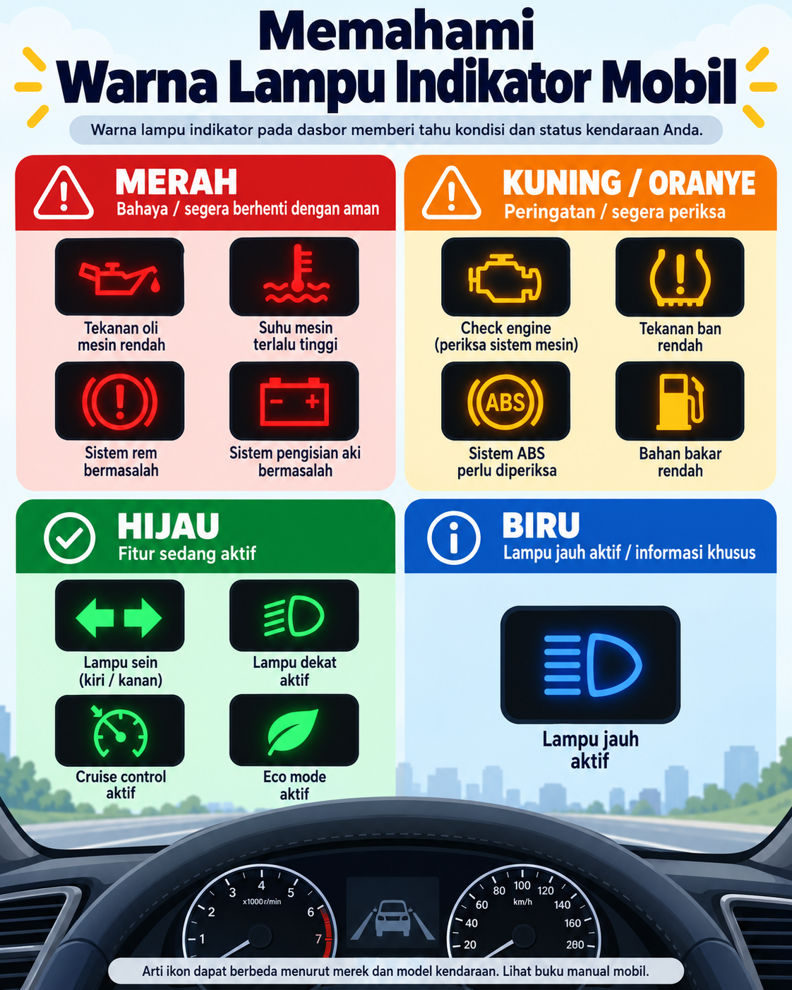 Memahami Warna Lampu Indikator Mobil - otomotifzone